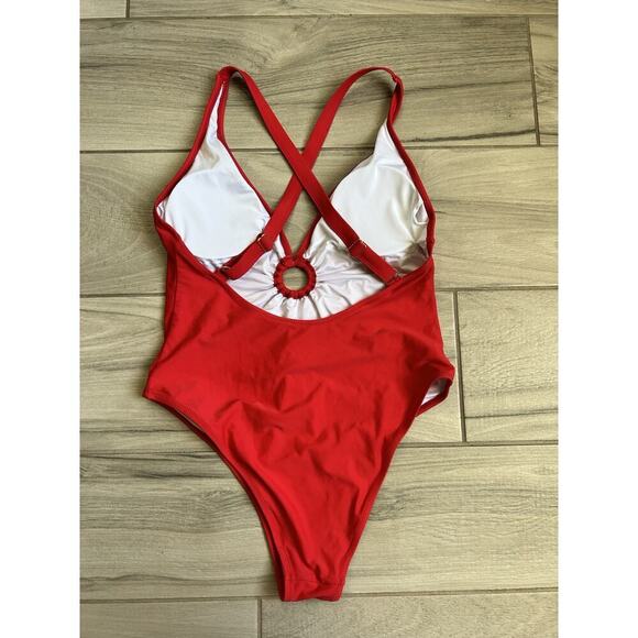 NWOT Cupshe Red XL One Piece Bathing Suit Cross Back - Picture 2 of 3